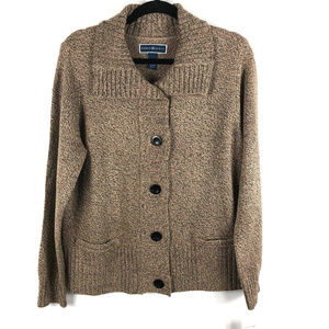 NWT Karen Scott Button Front Cardigan Brown XL